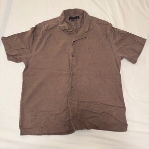 Abercrombie Brown Linen Short Sleeve Button-Up